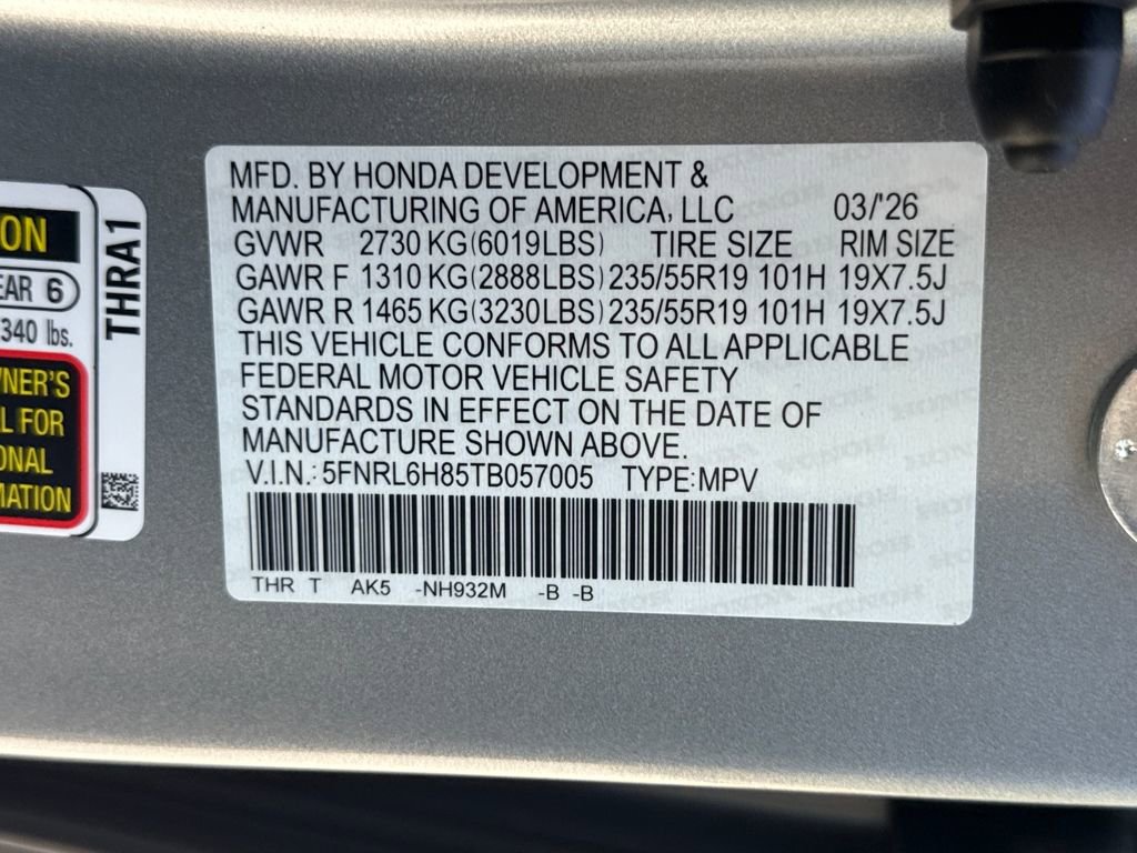 New 2026 Honda Odyssey Touring image 25