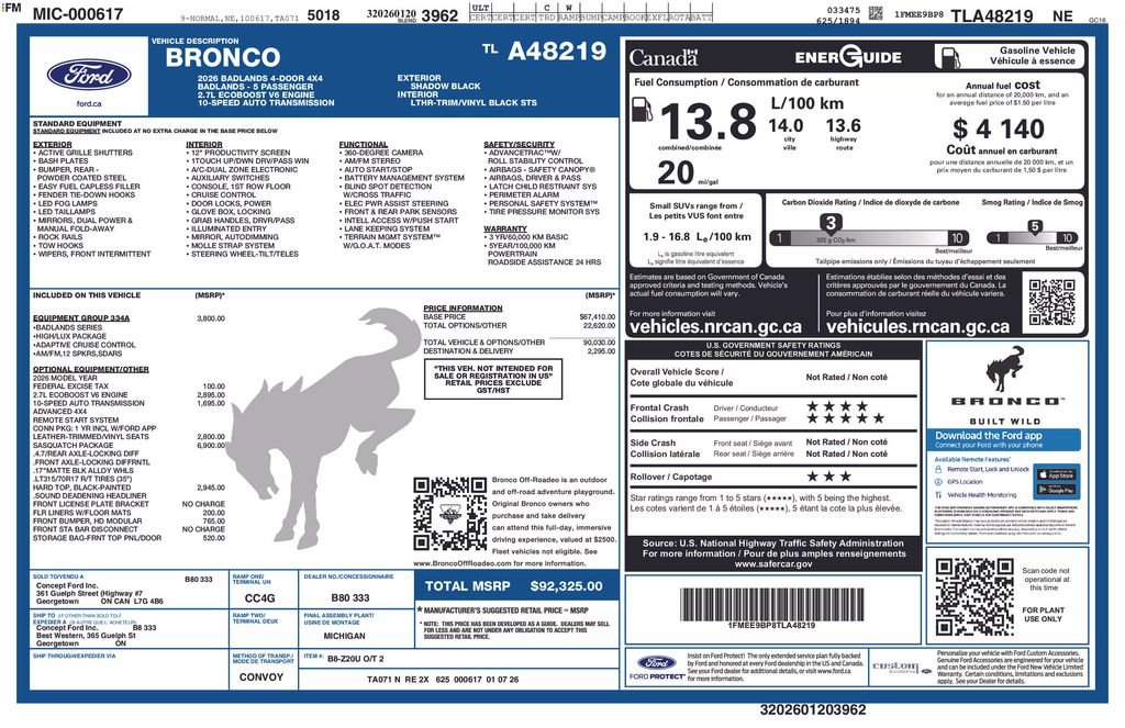 Used 2026 Ford Bronco Badlands w/ Sasquatch Package AWD/4WD image 39