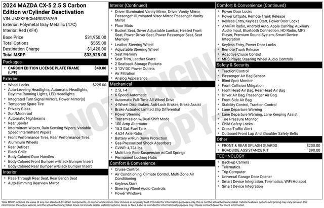 Used 2024 MAZDA CX-5 Carbon Edition image 29