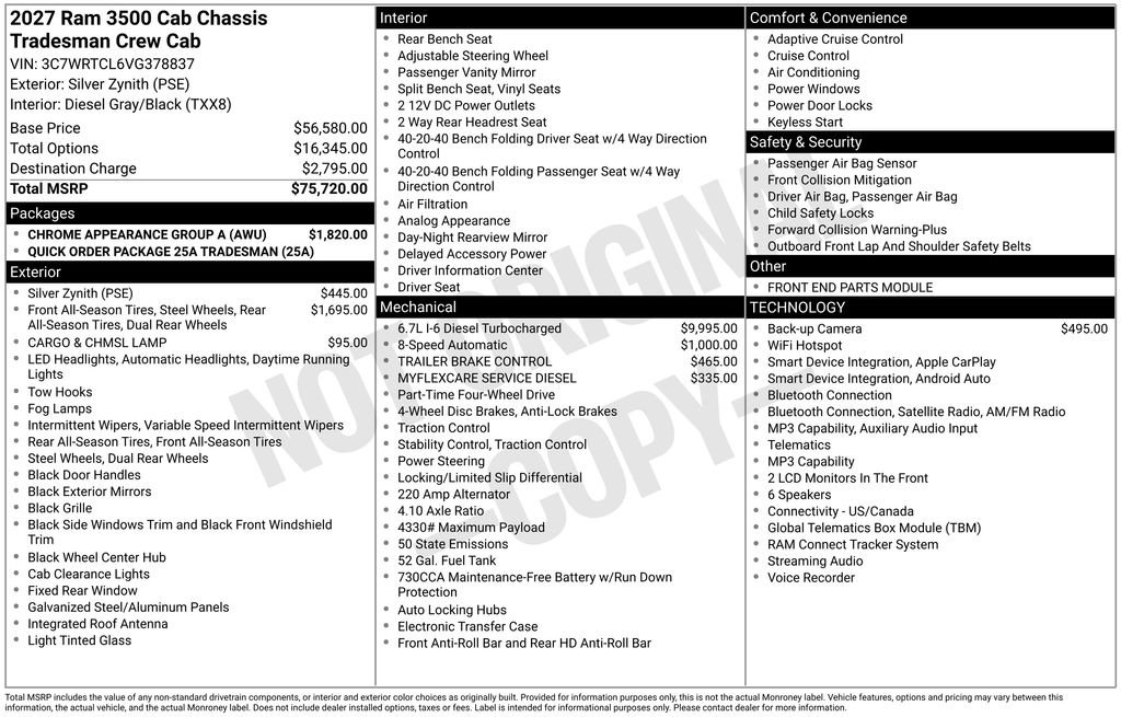 New 2027 RAM 3500 Tradesman w/ Chrome Appearance Group A AWD/4WD image 25