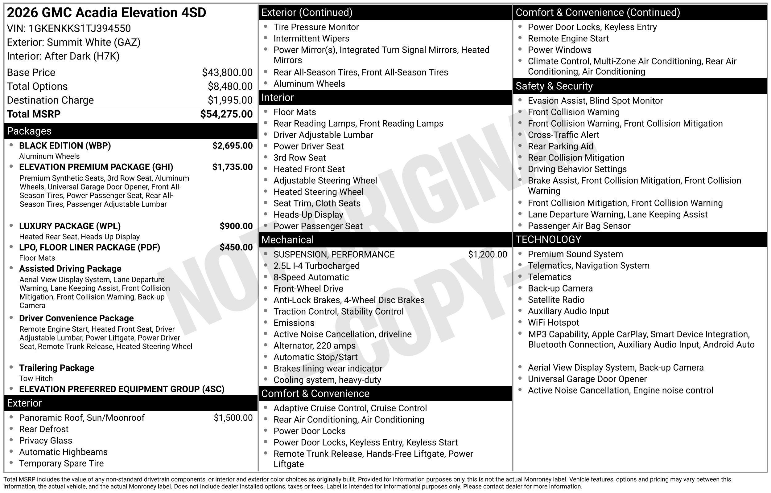 New 2026 GMC Acadia Elevation w/ Black Edition FWD image 47
