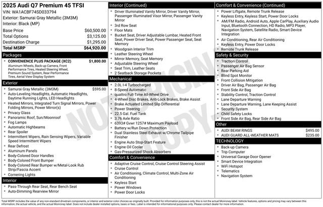 Used 2025 Audi Q7 2.0T Premium w/ Convenience Plus Package