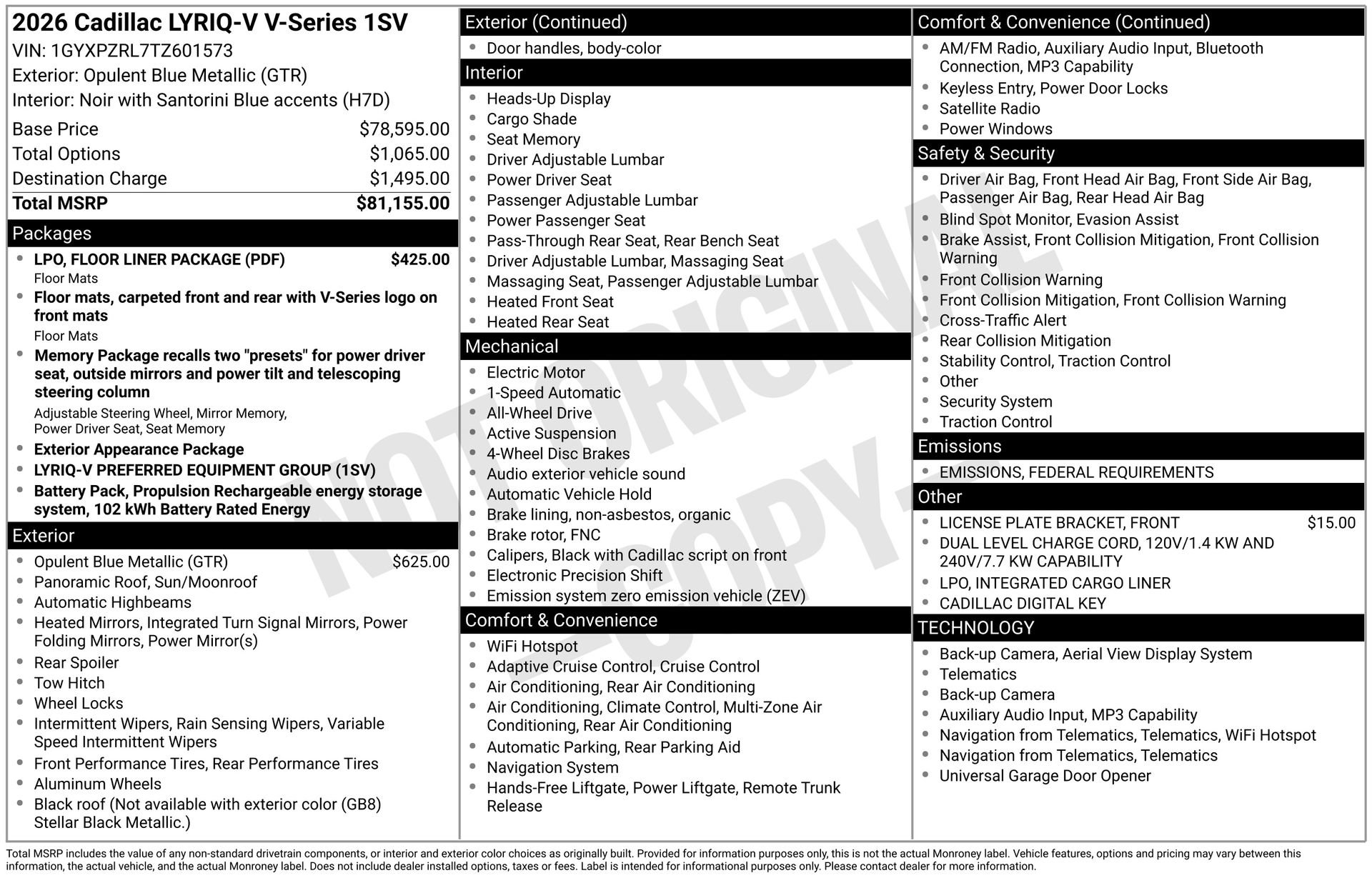 New 2026 Cadillac Lyriq V w/ LPO, Floor Liner Package image 36