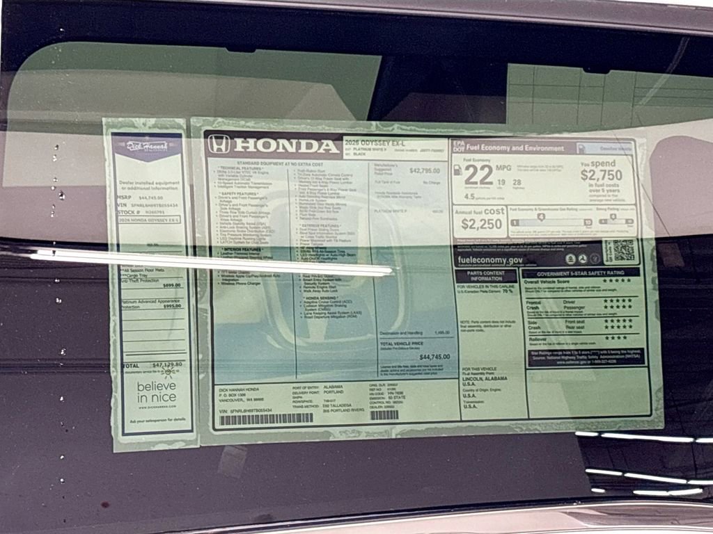 New 2026 Honda Odyssey EX-L image 13