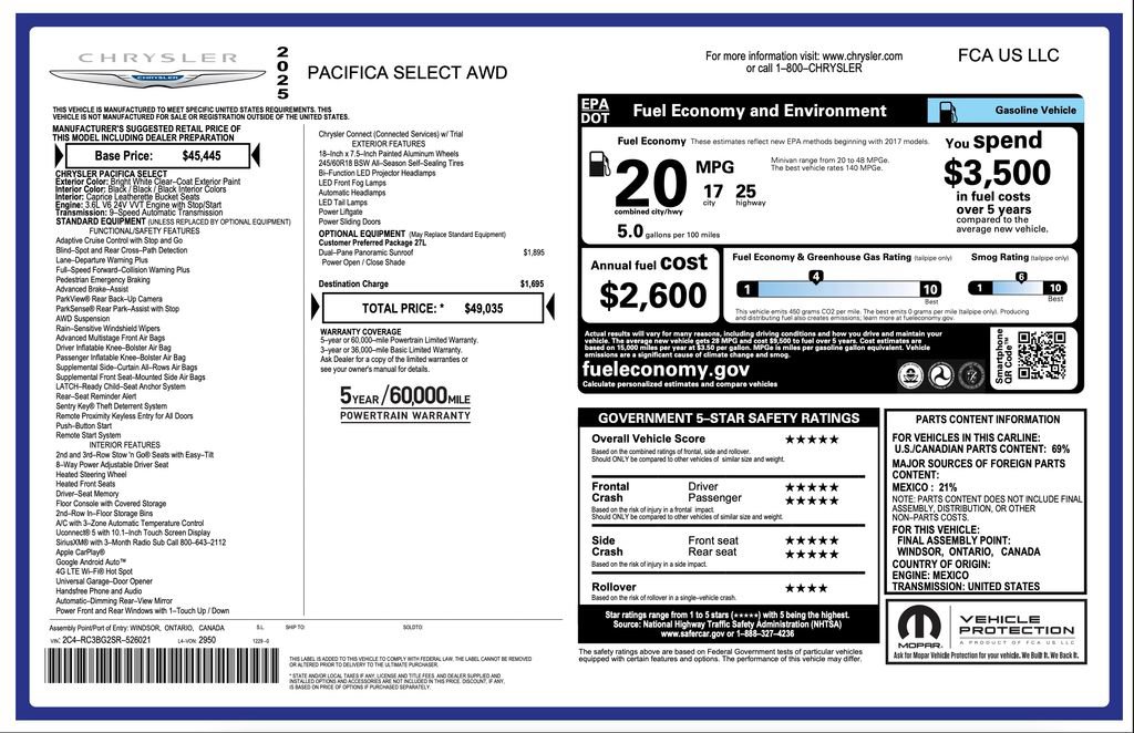 Certified 2025 Chrysler Pacifica Select AWD/4WD video 2