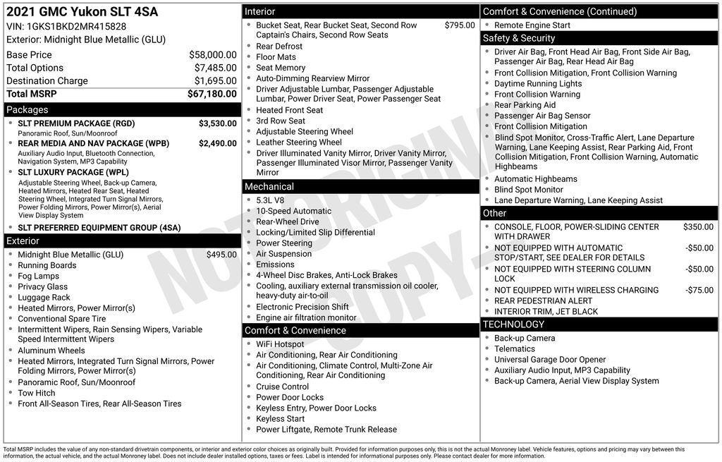 Used 2021 GMC Yukon SLT w/ SLT Premium Package RWD image 36