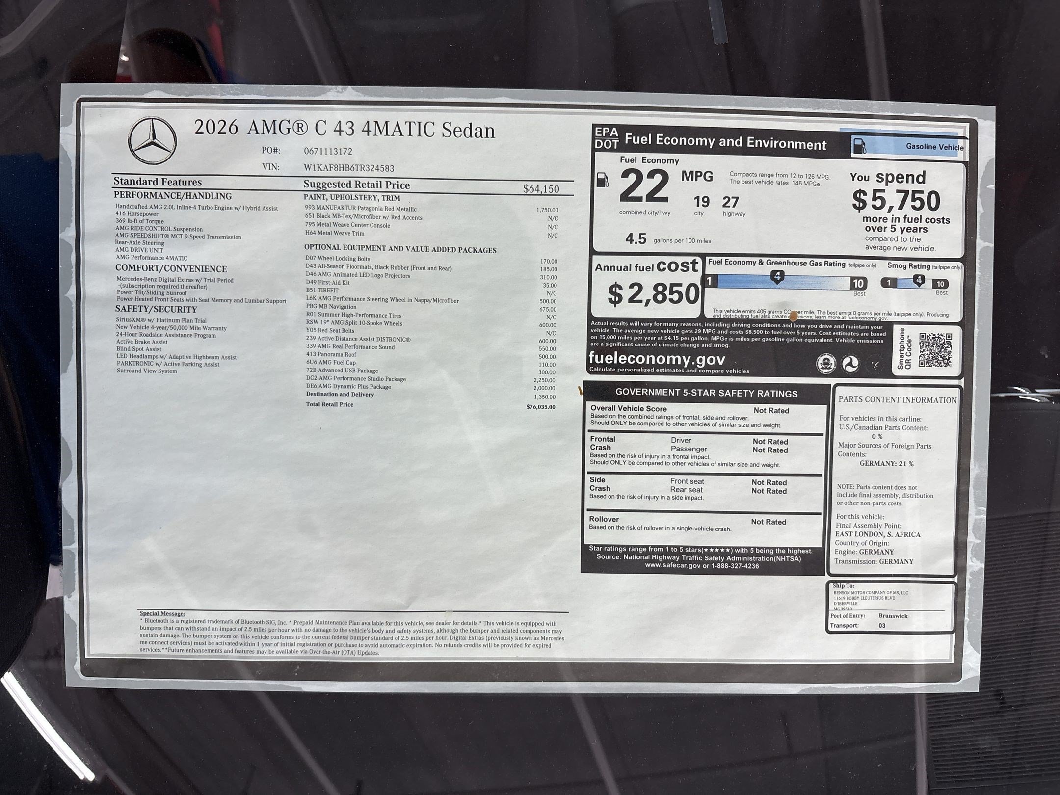 New 2026 Mercedes-Benz C 43 AMG 4MATIC Sedan image 31