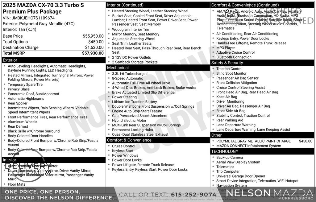 Certified 2025 MAZDA CX-70 3.3 Turbo S w/ Premium Plus image 2