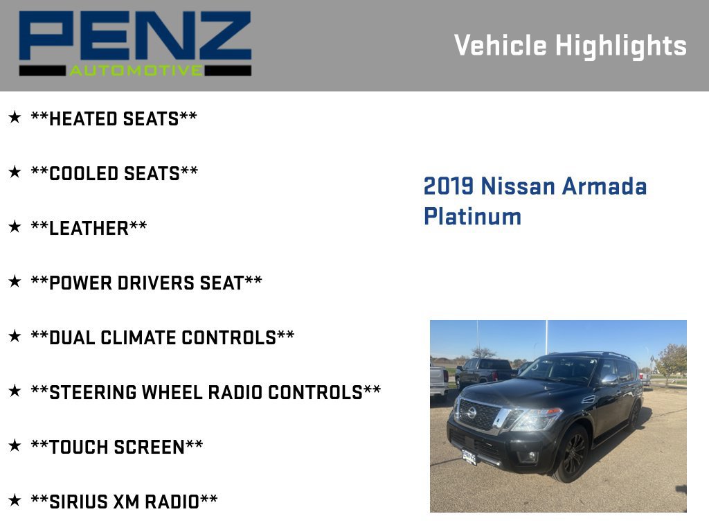 Used 2019 Nissan Armada Platinum w/ Captain's Chairs Package AWD/4WD image 7