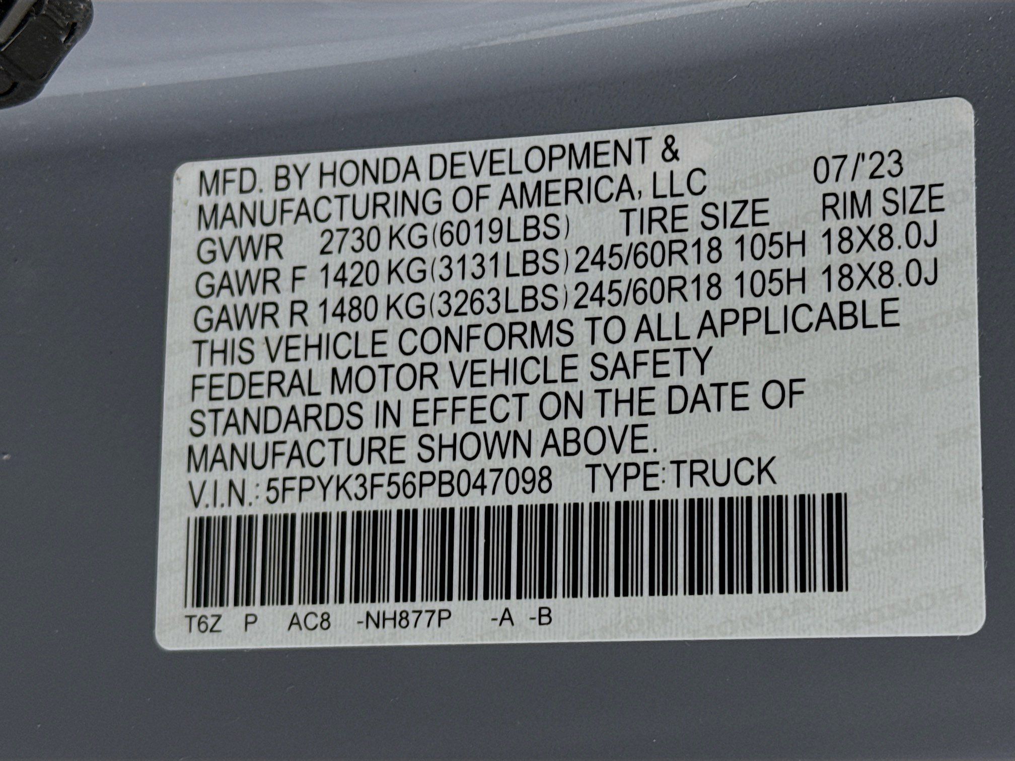 Certified 2023 Honda Ridgeline RTL image 31