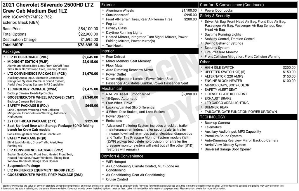 Used 2021 Chevrolet Silverado 2500 LTZ w/ LTZ Plus Package AWD/4WD image 13