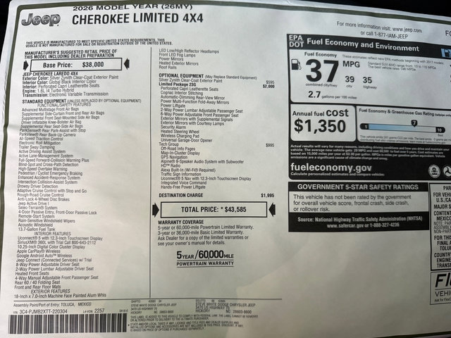 New 2026 Jeep Cherokee Limited AWD/4WD image 31
