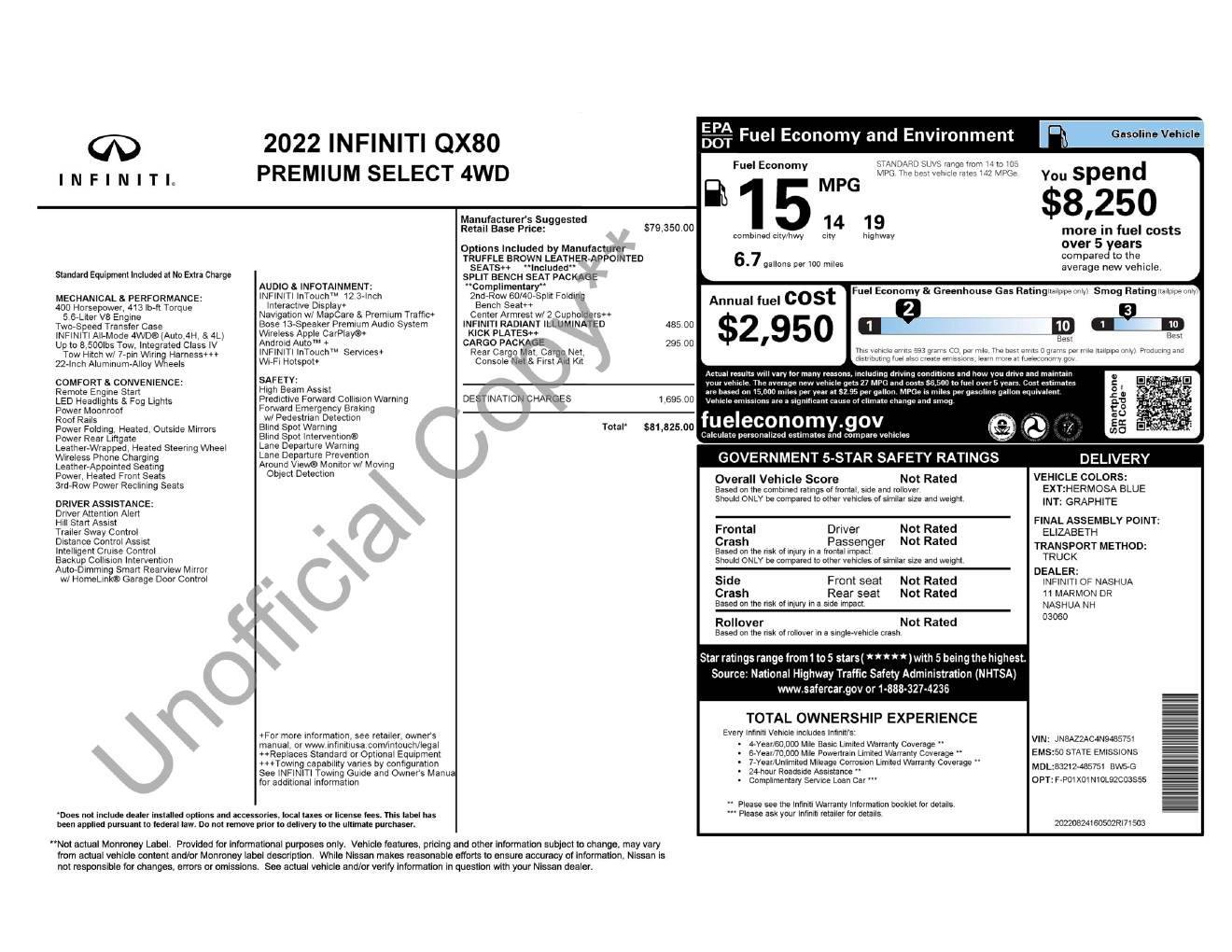 Certified 2022 INFINITI QX80 Premium Select w/ Cargo Package image 32
