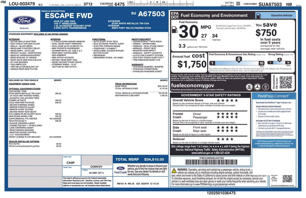 New 2025 Ford Escape ST-Line w/ Tech Pack #1 image 54