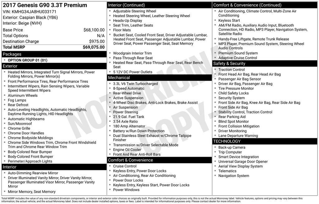 Used 2017 Genesis G90 3.3T Premium image 3