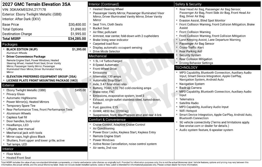New 2027 GMC Terrain Elevation w/ Black Edition FWD image 5