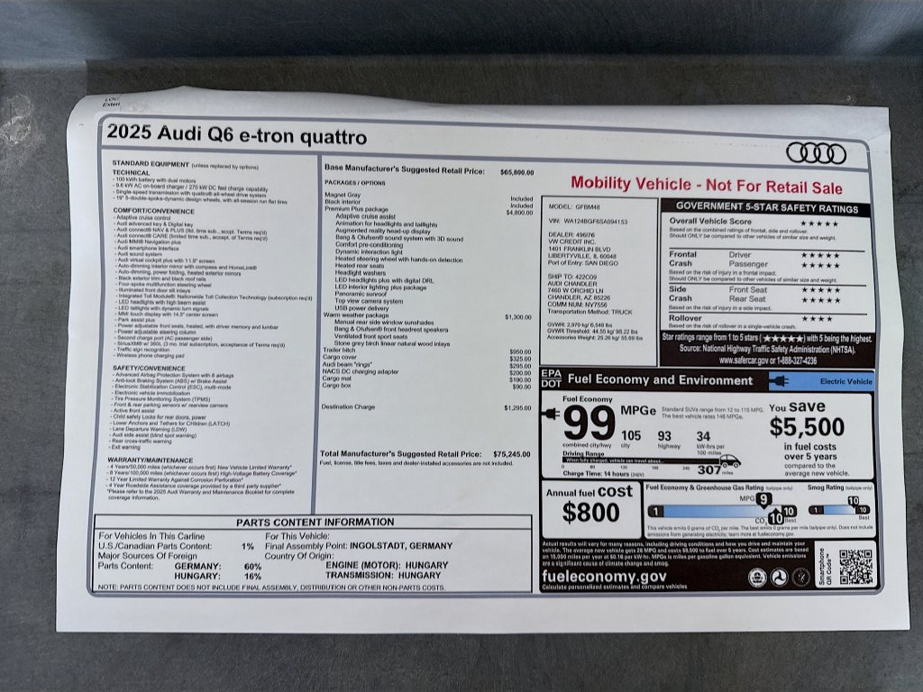 Used 2025 Audi Q6 e-tron Premium Plus AWD/4WD image 11