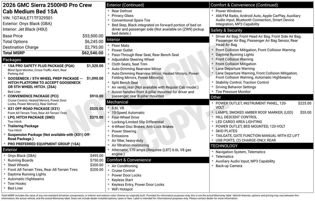 New 2026 GMC Sierra 2500 Pro w/ 1SA Pro Safety Plus Package AWD/4WD image 24
