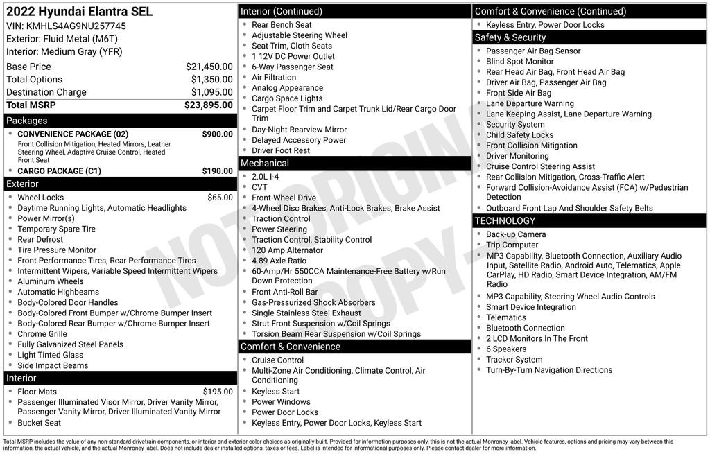 Used 2022 Hyundai Elantra SEL w/ Convenience Package FWD image 4