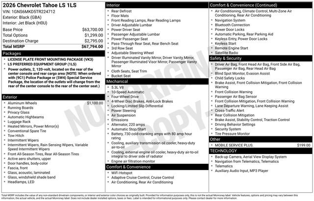 New 2026 Chevrolet Tahoe LS AWD/4WD image 6