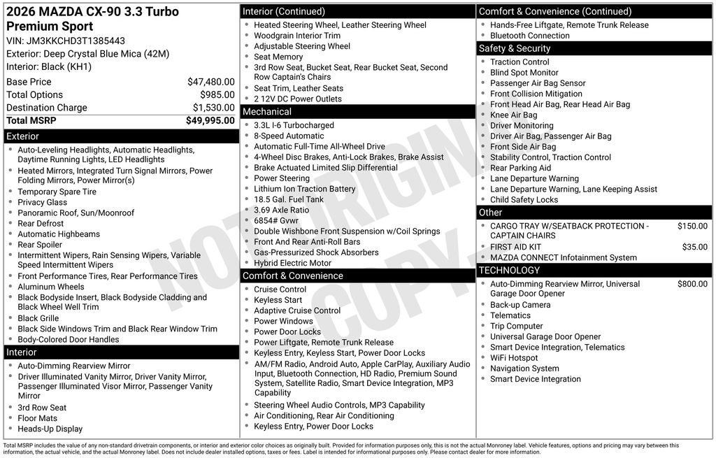 New 2026 MAZDA CX-90 3.3 Turbo w/ Premium Sport Pkg AWD/4WD image 4