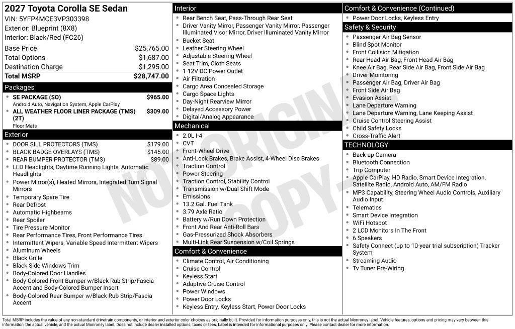 New 2027 Toyota Corolla SE w/ SE Package FWD image 20