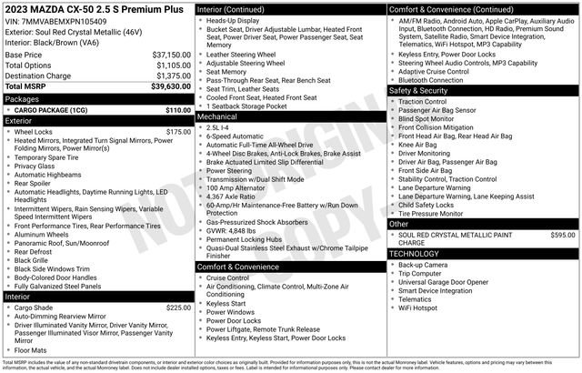 Used 2023 MAZDA CX-50 AWD 2.5 S w/ Cargo Package image 10