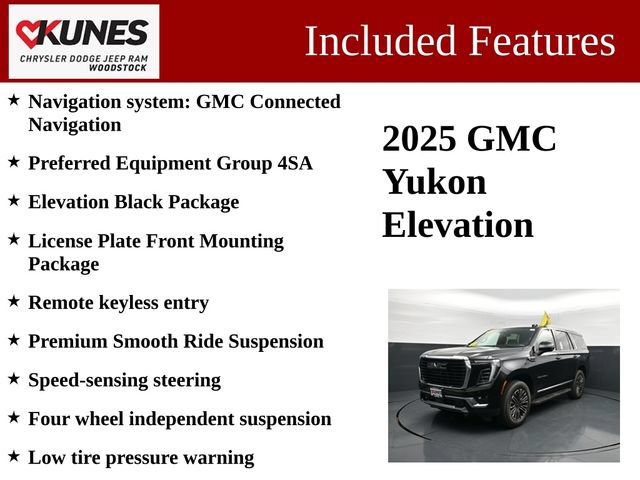 Used 2025 GMC Yukon Elevation w/ LPO, Elevation Black Package AWD/4WD image 3