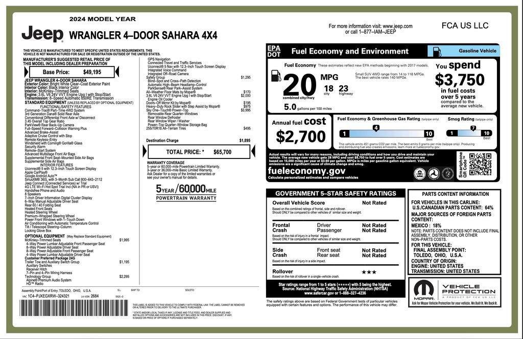 Used 2024 Jeep Wrangler Sahara w/ Technology Group image 2