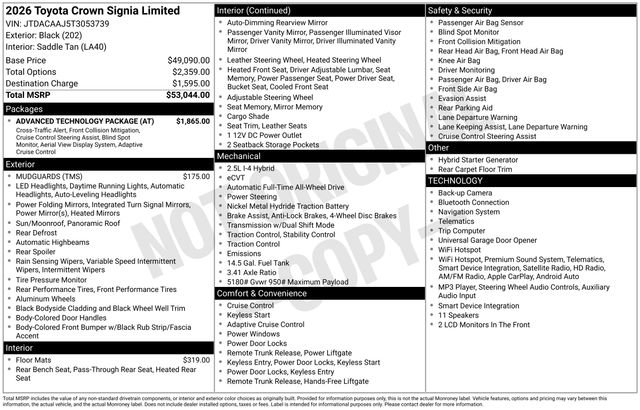 New 2026 Toyota Crown Signia w/ Advanced Technology Package AWD/4WD image 15