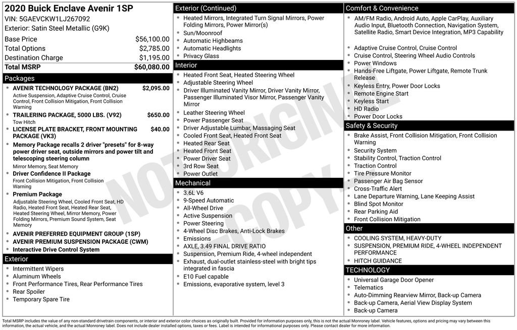 Used 2020 Buick Enclave Avenir w/ Avenir Technology Package image 8