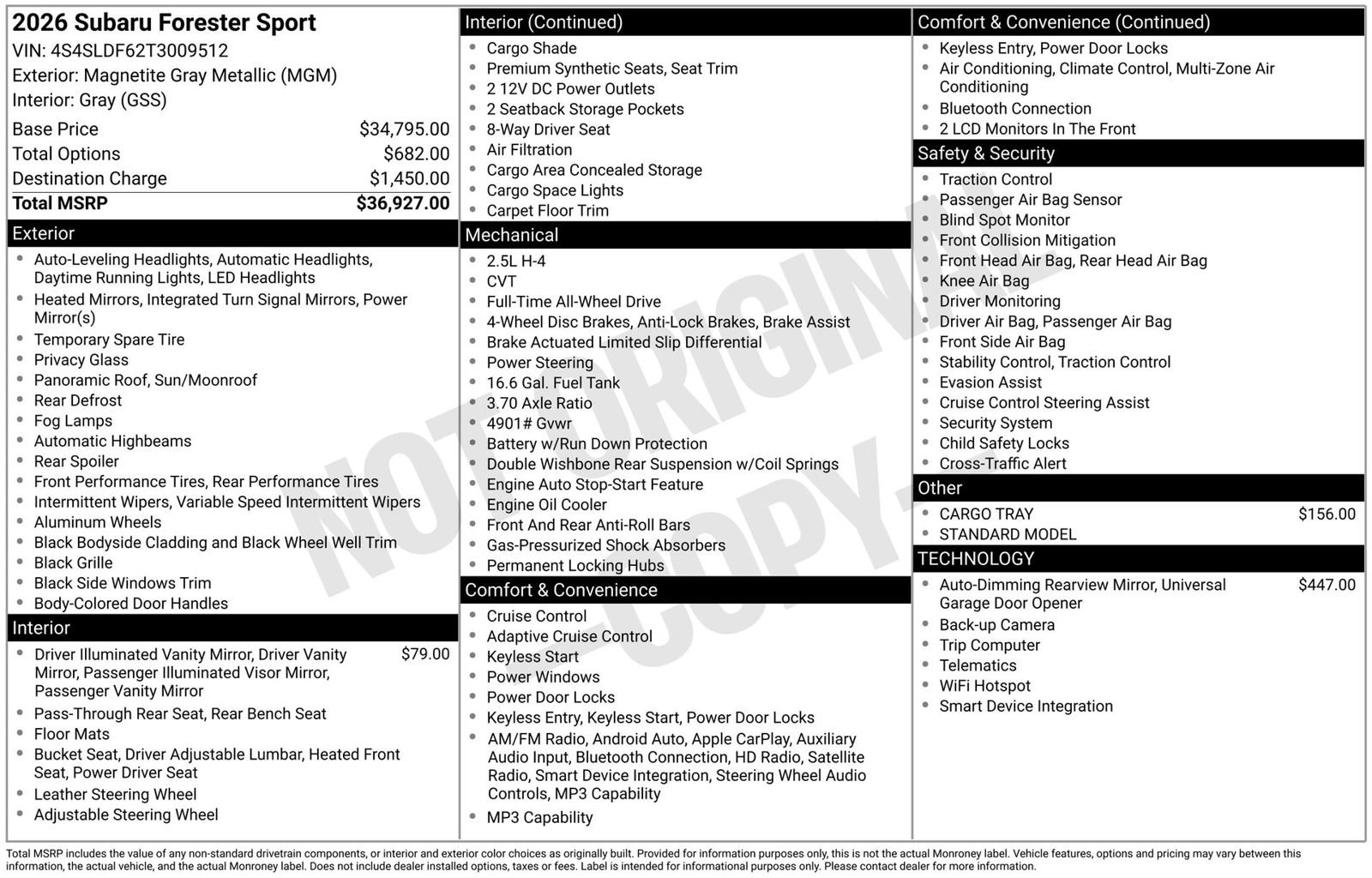 Used 2026 Subaru Forester Sport AWD/4WD image 3