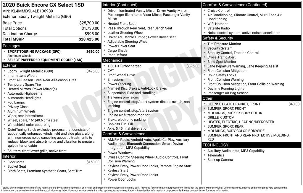 Used 2020 Buick Encore GX Select w/ Sport Touring Package FWD image 16