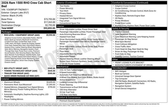 New 2026 RAM 1500 RHO w/ RHO Level 1 Equipment Group AWD/4WD image 18