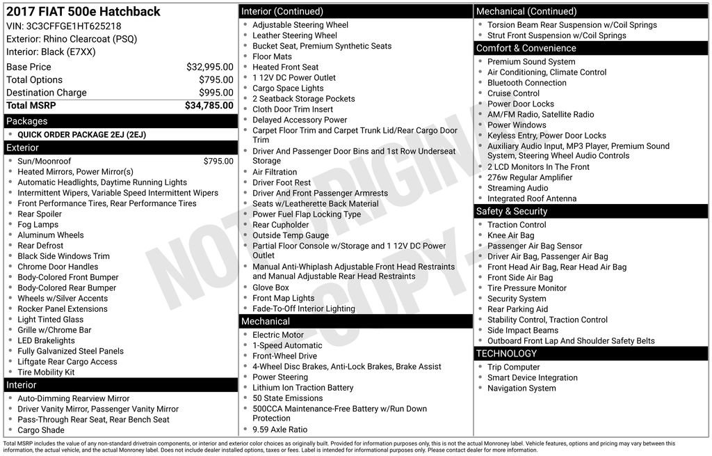 Used 2017 FIAT 500 e image 7