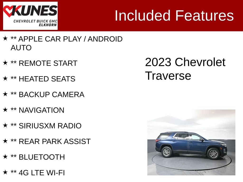 Used 2023 Chevrolet Traverse LT w/ LPO, Floor Liner Package AWD/4WD image 2