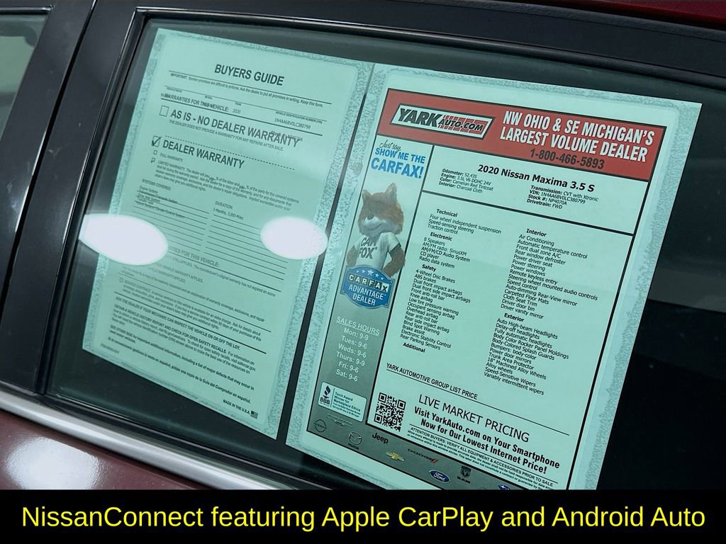 Used 2020 Nissan Maxima 3.5 S w/ Floor Mat Group image 13