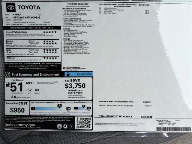 New 2026 Toyota Camry LE FWD image 24
