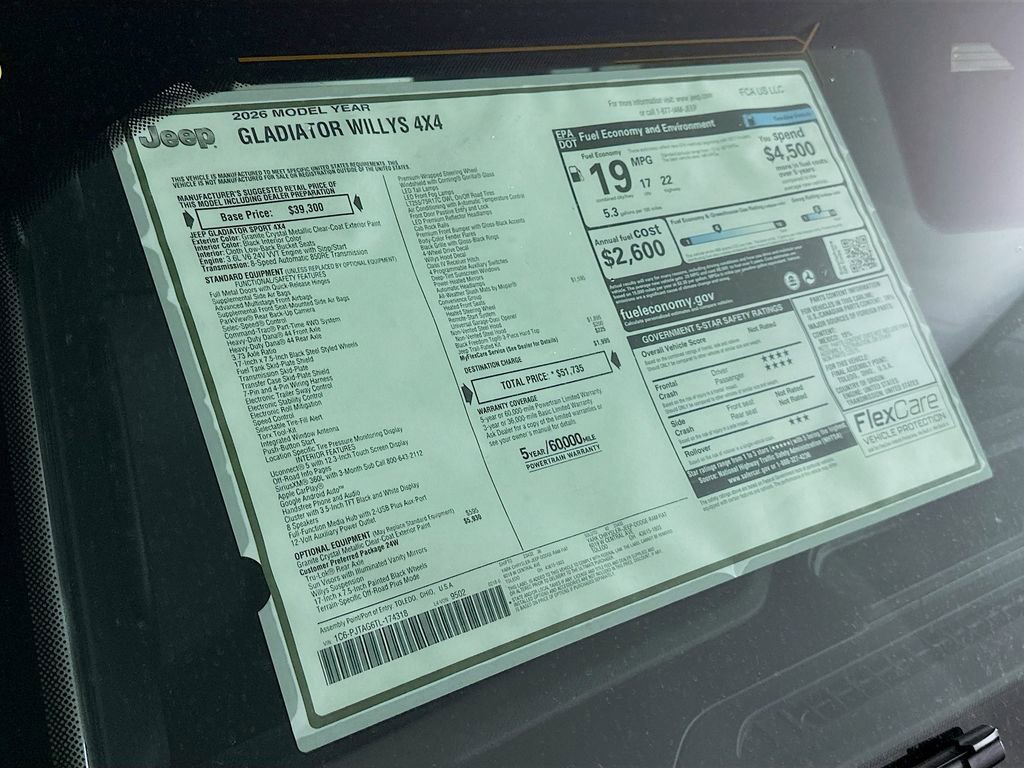 New 2026 Jeep Gladiator Sport AWD/4WD image 13