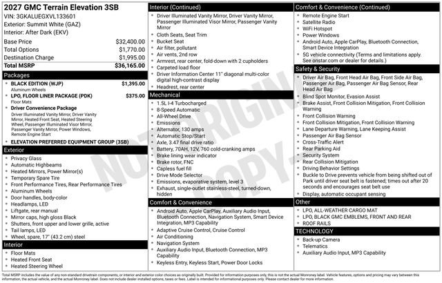 New 2027 GMC Terrain Elevation w/ Black Edition AWD/4WD image 4