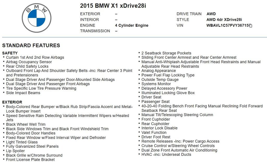 Used 2015 BMW X1 xDrive28i AWD/4WD image 17