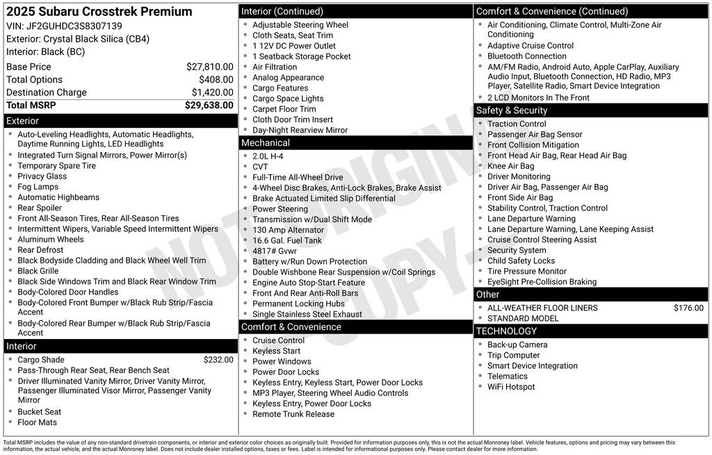Used 2025 Subaru Crosstrek 2.0i Premium image 35