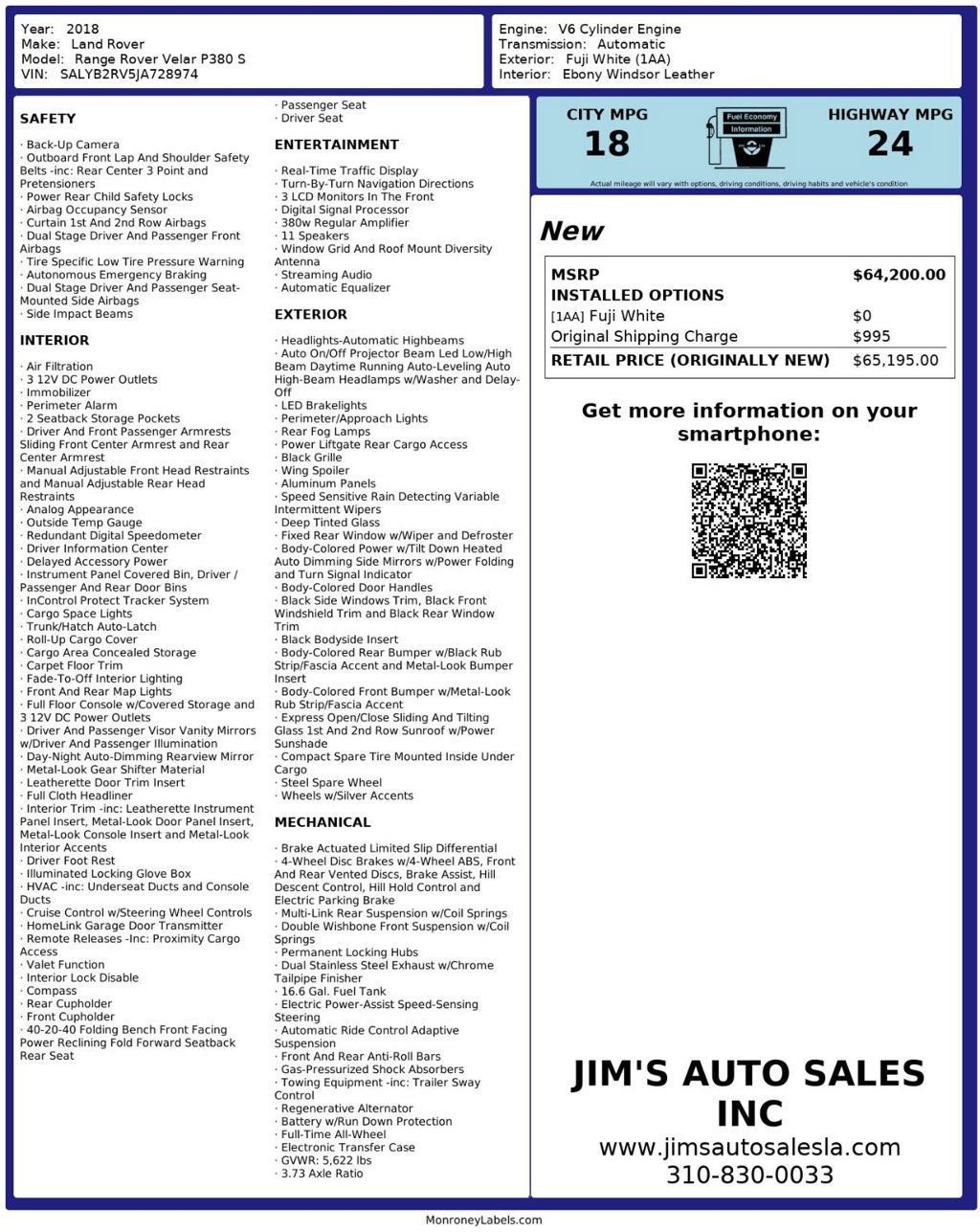 Used 2018 Land Rover Range Rover Velar S image 8