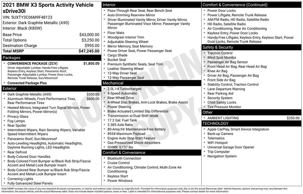 Used 2021 BMW X3 sDrive30i w/ Convenience Package image 37