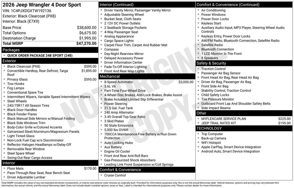 New 2026 Jeep Wrangler Unlimited Sport AWD/4WD image 6