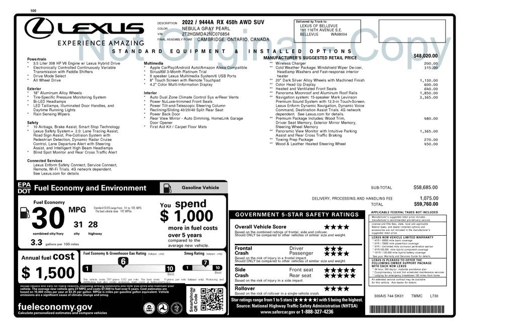Used 2022 Lexus RX 450h AWD w/ Premium Package image 4