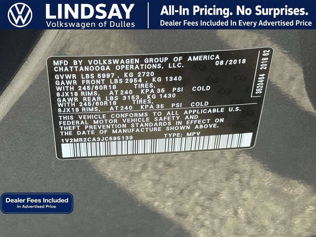 Used 2018 Volkswagen Atlas SEL AWD/4WD image 29