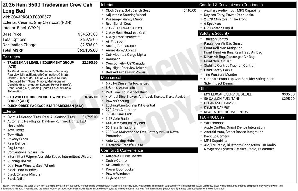 New 2026 RAM 3500 Tradesman AWD/4WD image 5