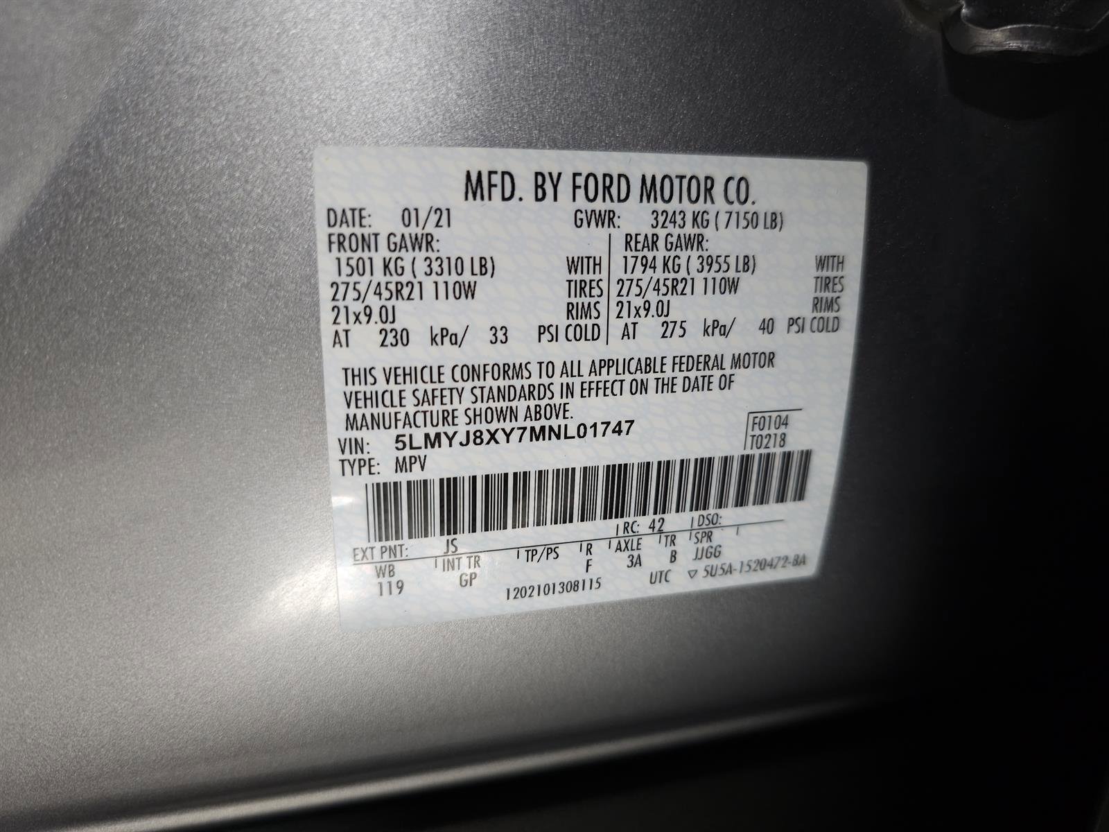 Used 2021 Lincoln Aviator Grand Touring w/ Elements Package Plus AWD/4WD image 34