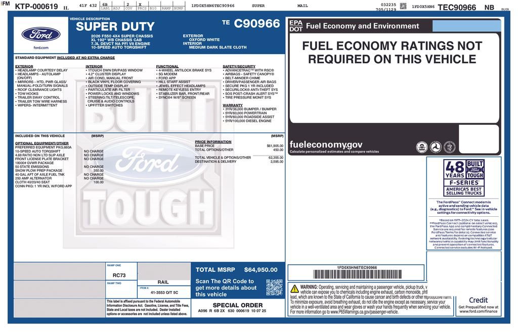 New 2026 Ford F550 4x4 SuperCab Super Duty w/ Snow Plow Prep Package image 5